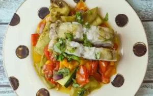 Low Purine Monkfish with Gout-Friendly Ratatouille